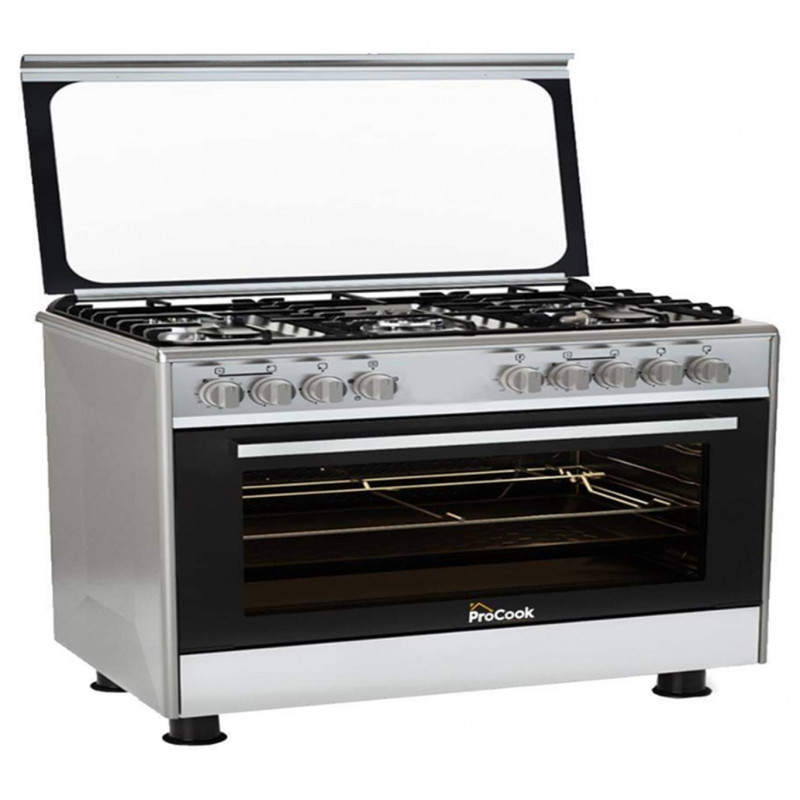 CUISINIERE PROCOOK 5 FEUX TE6950 IX GAZ +FOUR ELECTRIQUE INOX